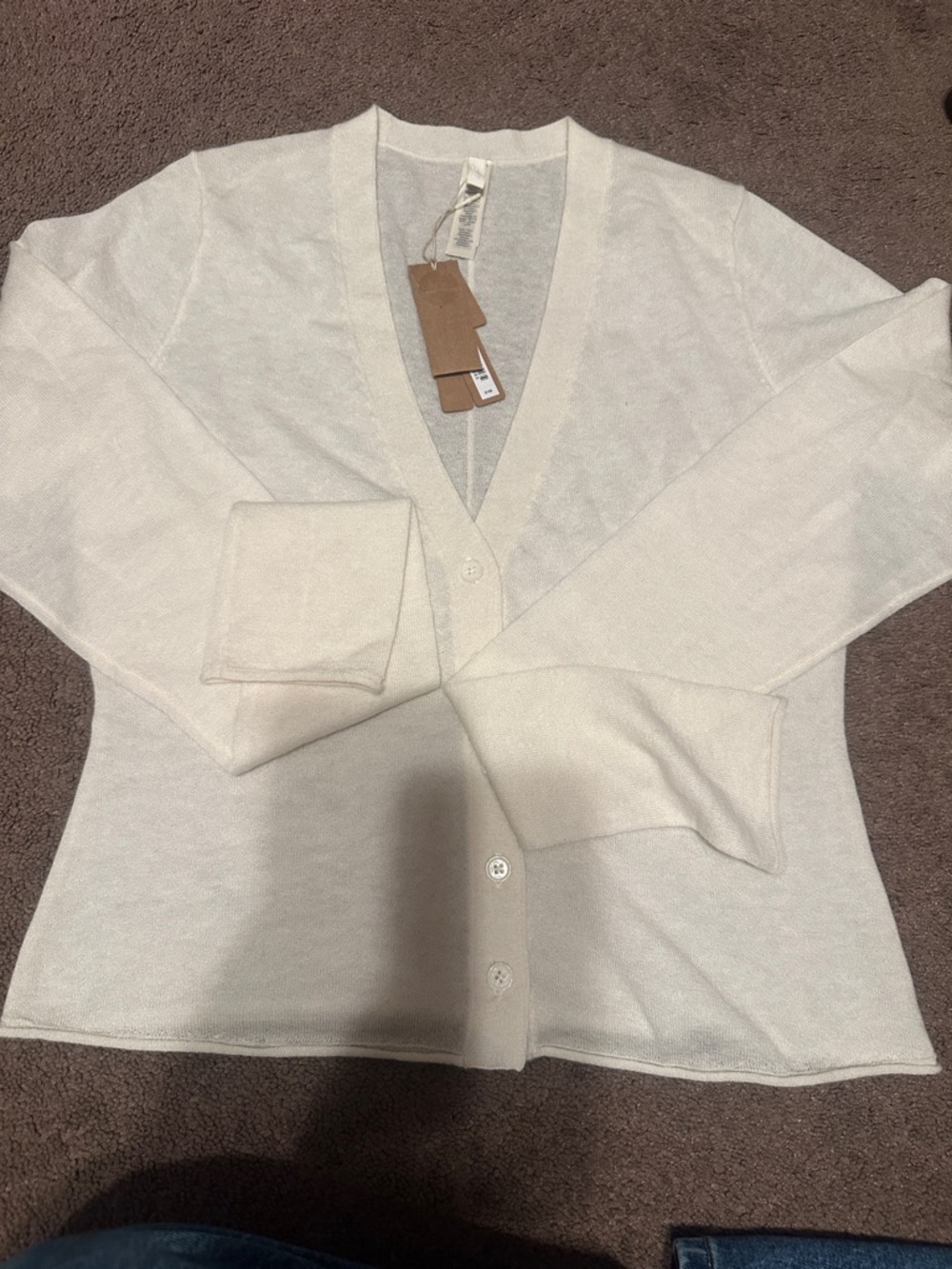 SKIMS Cream Lightweight V-Neck Button Cardigan